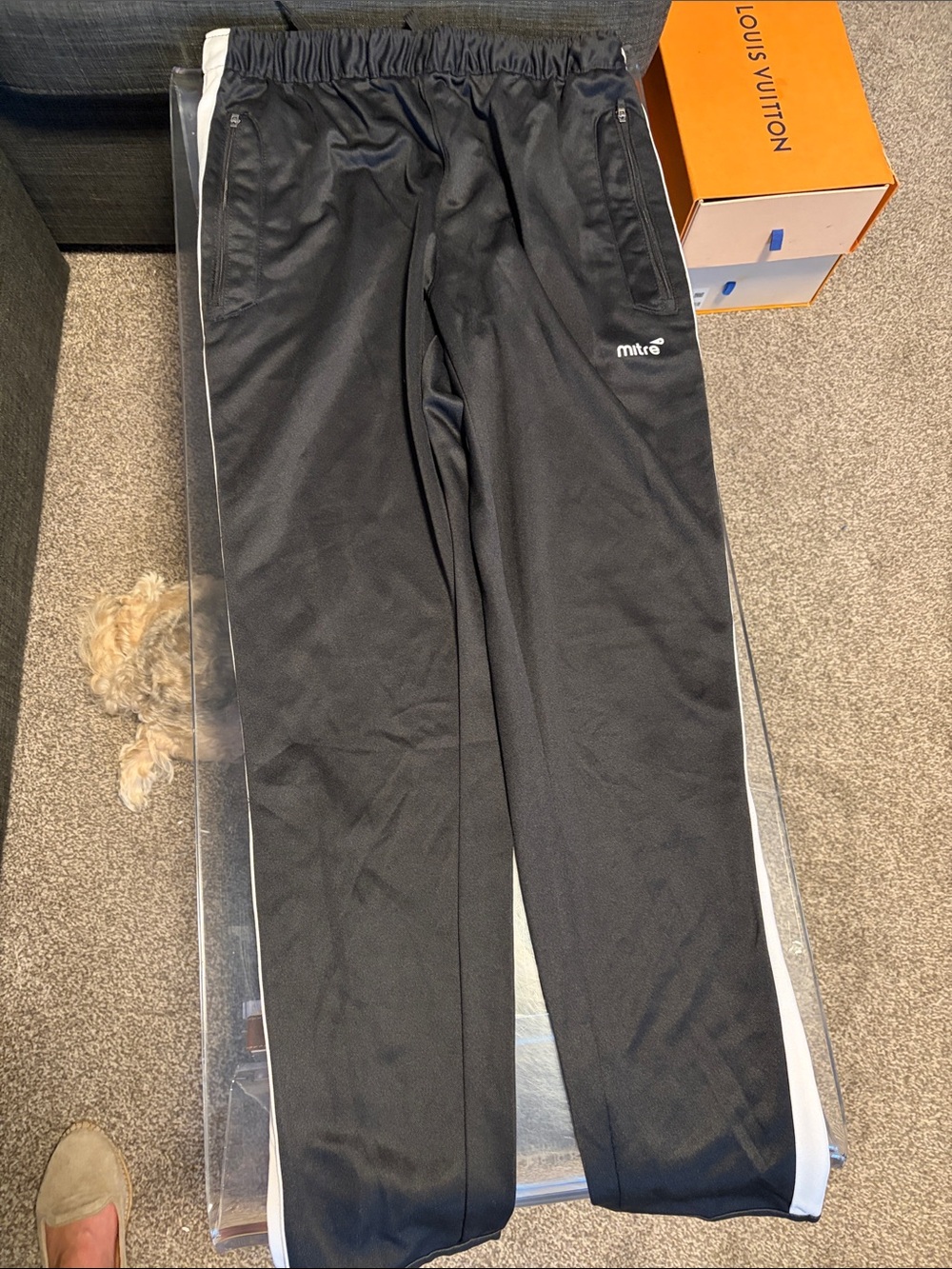Mitre Black Joggers with White Side Stripe